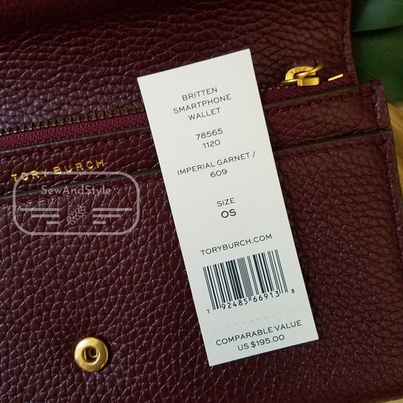 IMPERIAL GARNET TORY BURCH SMART PHONE WALLET WRISTLET PURPLE PLUM BRAND NEW - Picture 2 of 7